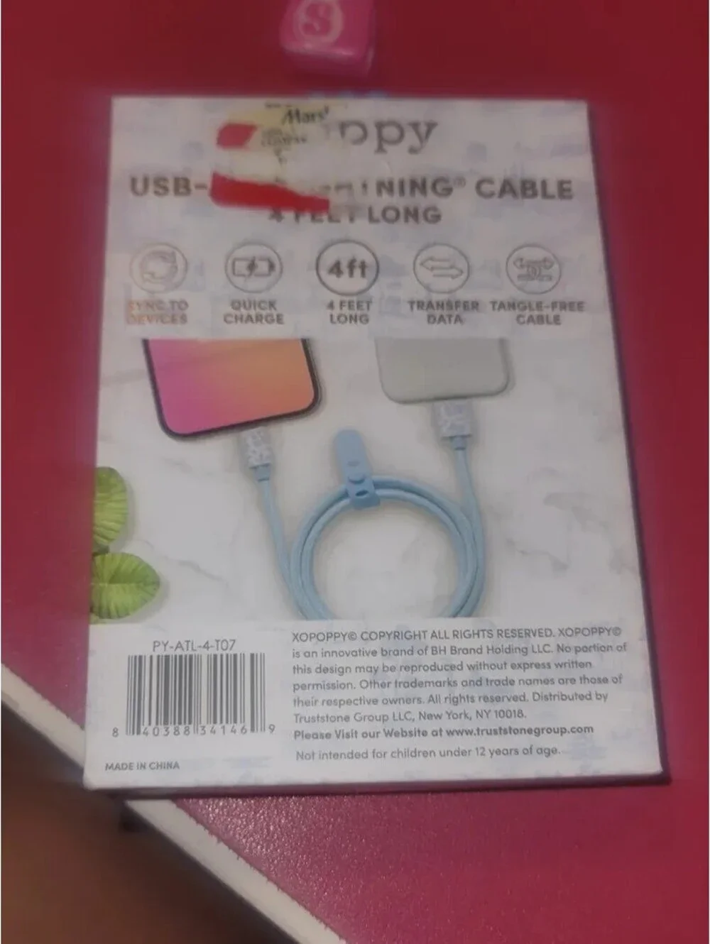 🔌 XO POPPY FASTCHARGER CABLE  BABY BLUE USB-A TO FAST CABLE 4 FEET🔌